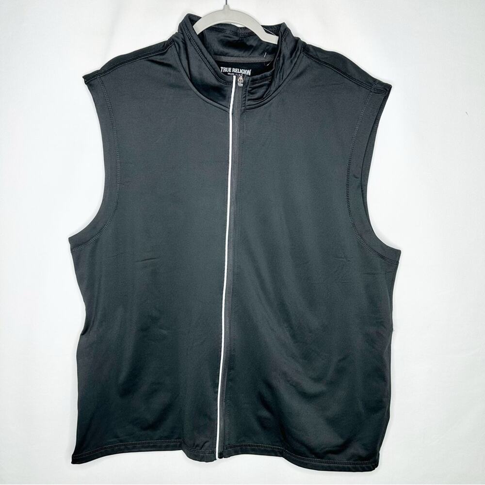 TRUE RELIGION Men's Black Front Zip Vest NWT in Size Medium